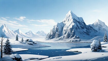 Arctic winter landscape, clean cutout, transparent background