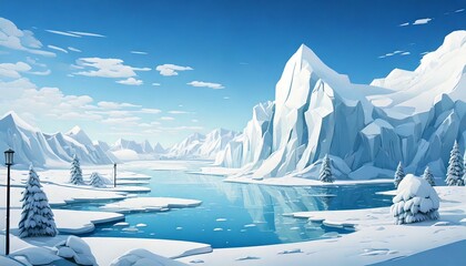 Arctic winter landscape, clean cutout, transparent background