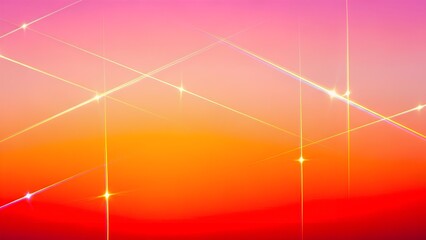 Futuristic abstract background with bright light rays and sparkles in warm colors