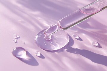 Clear Serum Dripping on Lavender Background