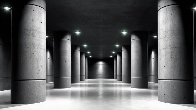 Concrete Colonnade Space Showcases Modern Architectural Beauty