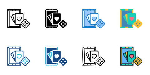 Fototapeta premium Family Gamea icons set multiple style collection. Editable stroke 