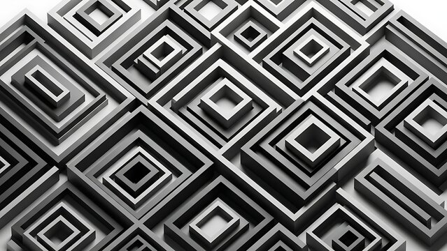 Gray 3d geometric pattern of squares and rectangles - Powered by Adobe
