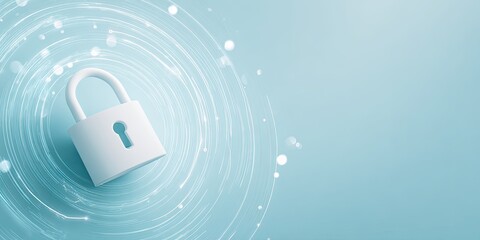 White padlock with circles on a blue background