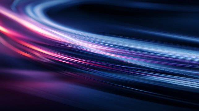 Horizontal High Speed Motion Blur Light Streaks In Blue And Pink Colors 
