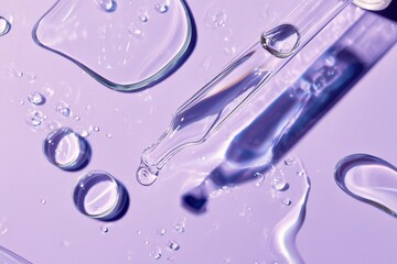 Clear Serum Dripping on Lavender Background