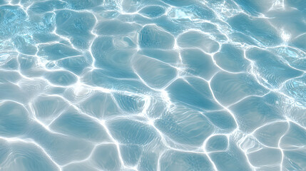 Light Blue Refreshing Swimming Pool Water Ripples With White Sunlight Reflections
