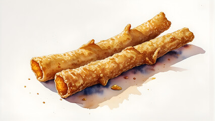 Crispy Fried Spring Rolls with Golden Brown Wrapper, Asian Snack Food