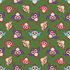 Fototapeta premium sweet, card, pink, cute, bird, set, texture, child, fun, kid, funny, drawing, art, monster, wallpaper, vector, animal, baby, illustration, seamless, cartoon, pattern, cat, design, bear