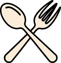 Crossed Spoon and Fork Cutlery Vector Icon