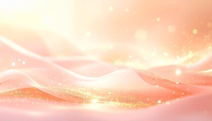 ピーチとゴールドの柔らかなグラデーションに、穏やかに発光する粒子が漂う抽象背景。
暖かく親しみやすい色調が、心地よい祝祭ムードを演出。
控えめな光の動きが奥行きと上品さを与える。