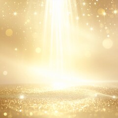 シャンパンゴールドのグラデーションに、柔らかな放射光とスパークルが漂う抽象背景。
上品で華やかな輝きが、洗練された祝祭ムードを演出。
控えめな光の動きが奥行きと高級感を強調。