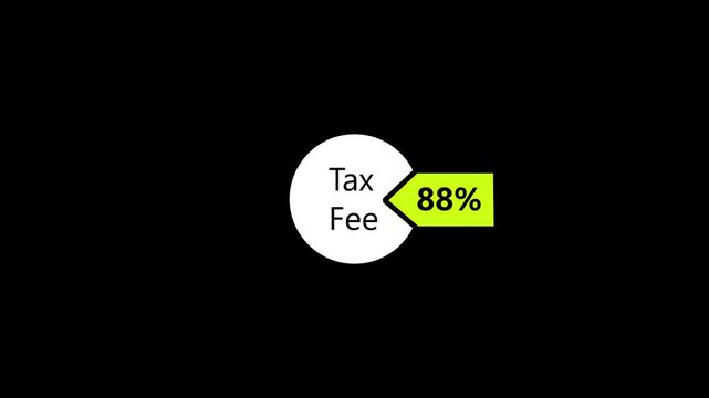 Pie chart illustrating tax fee breakdown with vibrant lime green segment on black background