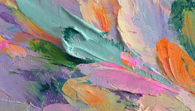 Thick strokes of vibrant pastel paint create an abstract, textured surface