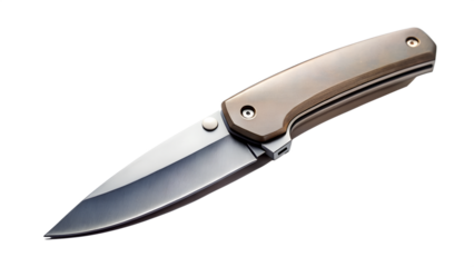 A single sharp stainless steel chef knife with a black handle and shiny silver blade is isolated on a white background as a professional kitchen cutting tool