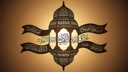 Intricate islamic calligraphy art with ornate architecture