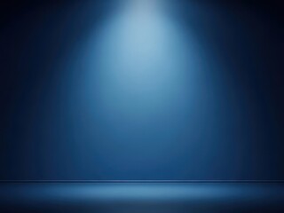 Obraz premium Spotlight shining on a dark blue background with a floor