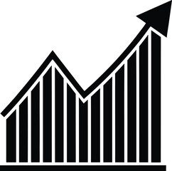 Black silhouette line chart upward trend vector graphic 1