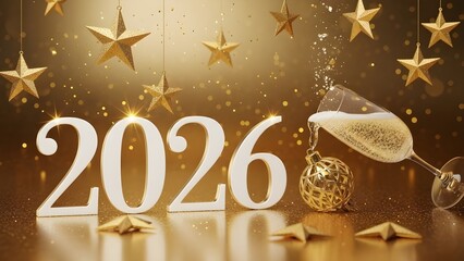 Sparkler-Style 2026 with Fireworks in Night Sky