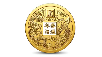 Chinese New Year 2026 Gold Coin Prosperity Isolated Decorative Element