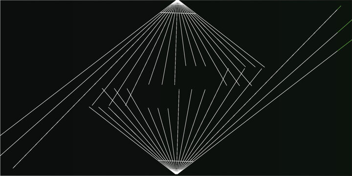 Abstract geometric pattern with radiating white lines on a dark background, forming a symmetrical, intricate design.