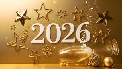 Sparkler-Style 2026 with Fireworks in Night Sky