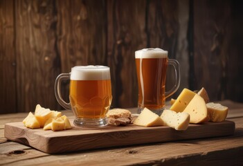 Abbot sipping beer from a wooden board with Belgian cheese selection ,  abbey,  belgian cheese