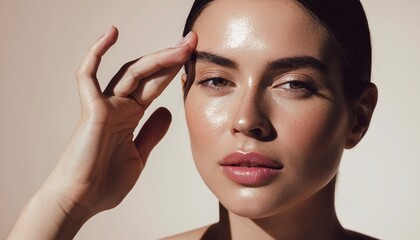 Radiant Woman with Dewy Skin and Sun-Kissed Glow.