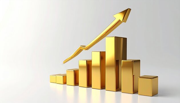 Golden bars ascending with an upward pointing arrow