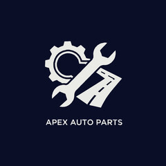 Apex Auto Parts logo with wrench and gear symbolizing automotive repair and maintenance services.
