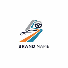 Modern Car Racing Logo Design Template with Brand Name.