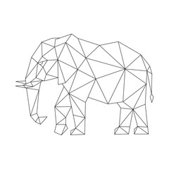 Polygonal line art of elephant vector