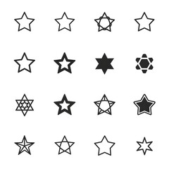 Geometric Star Icon Set Sharp Minimal Symbols