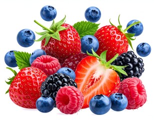 Assorted vibrant berries strawberries, blueberries, raspberries, blackberries