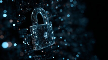 Advanced cyber security data protection and information privacy concept with secure digital network, encrypted internet communication, firewall technology, and modern information security systems back