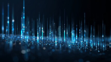 Abstract blue technology background with digital data signals, futuristic network connections, and high-tech information flow visualization for modern computing and communication systems