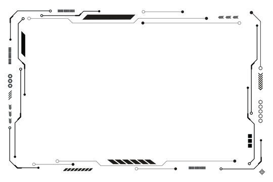 Black control panel abstract modern technology futuristic interface hud ui on white background.
