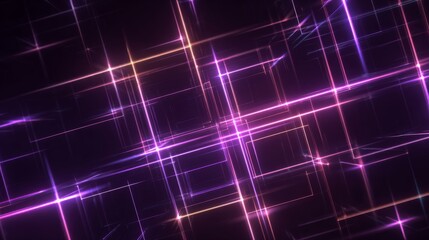 Futuristic neon grid background with glowing purple and pink lines forming abstract geometric patterns for advanced digital technology and cyber innovation concept