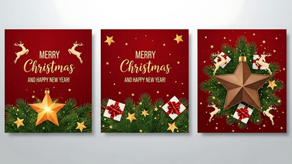 Naklejka premium Merry Christmas and Happy New Year Holiday Background with Festive Decorations