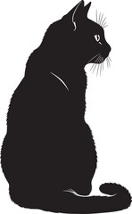 Black cat sitting silhouette © Rulia