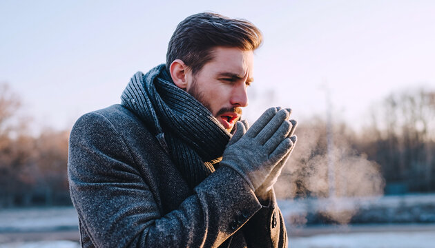 Cold Weather Raynaud&rsquo;s Symptoms Man Warming Hands Outdoors