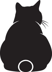 Silhouette of a cat sitting with tail wrapped around body © Rulia