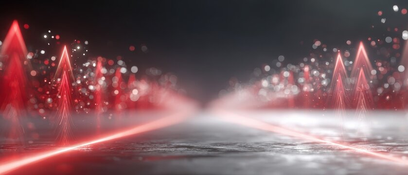 Pathway of Radiance: A dynamic visual symphony of red light trails along a blurred surface, creating an atmosphere of futuristic energy and technological innovation. - Powered by Adobe