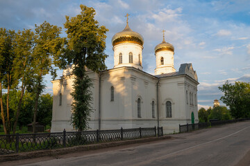 Ancient Cathedral of the Epiphany on a sunny July morning. Vyshny Volochek, Tver region. Russia
