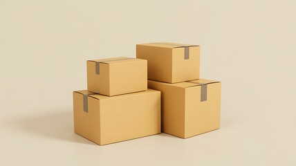 Stacked cardboard boxes for shipping and delivery concept
