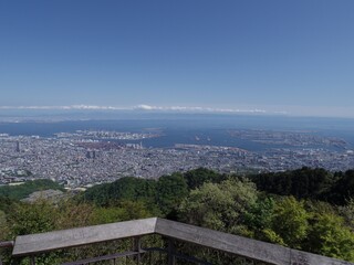 六甲山から見た神戸市の眺望と港