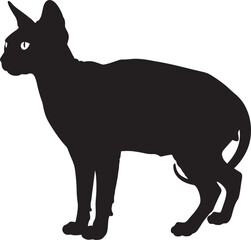 Black cat silhouette standing profile on white background © Rulia