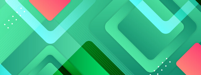 Fototapeta premium Abstract design with layered shapes and green colors