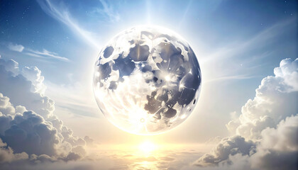 Full moon night sky a large full moon in a cloudy sky