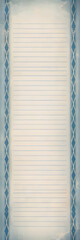 Naklejka premium Blank Ruled Notepad with Decorative Border on Pastel Light Blue Paper Background - Vintage Chic Stationery Design for Creative Journals and Crafts